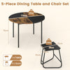 118cm Round Kitchen Table & 4 Stools with Wooden Tabletop Brown