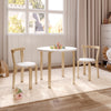 Kids Table and Chairs Set Wooden Children Dinner and Learning Table w/ 2 Chairs