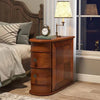Solid Wood Side Table, 2-Drawer Narrow Slim End Table, No Assembly RequireT