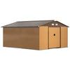 13 x 11ft Garden Shed Storage w/ Foundation Kit, Vent, Light Brown