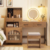 COSTWAY Makeup Vanity Table Vanity Desk with Mirror and Lights