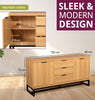 Large Sideboard, Metal-Based Oak Effect Storage Cabinet with Drawers & Cupboards