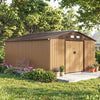 13 x 11ft Garden Shed Storage w/ Foundation Kit, Vent, Light Brown