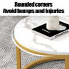 Round Coffee Table Set of 2 Stacking Side End Table Nesting Tables Marble Effect