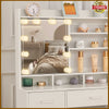 White Dressing Table Vanity Makeup Desk with LED Mirror 5 Drawers & Open Shelves