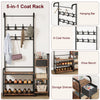 Entryway Hall Tree with Storage Bench, Drawer, 8 Hooks, Shoe Rack & 2-Tier Shelf