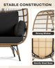 Wicker Egg Chair Egg Basket Lounge Chair with Thick Cushion Seat For Patio Porch