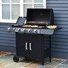 Outdoor Gas BBQ Grill 4+1 Burner Garden Barbecue Cooker Trolley Side Shelves