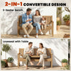 Wooden Garden Bench with Table, Shelf, 2-3 Seater Outdoor Loveseat, Teak