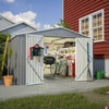 Garden Shed 10X8FT Metal Apex Roof With Free Foundation Base Storage House Grey