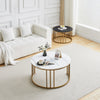 Set of 2 Nesting Coffee Table Round Stacking Side End Table White Black