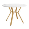 Round Dining Table, Kitchen Table with White Marble Effect Tabletop & Gold Frame