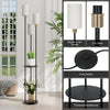 Floor Lamp with Shelf Standing Light Lamp 3 Linen Lampshade Bedroom Living Room