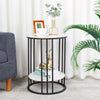 2Tier Round Side Table Marble Top Coffee Table Bedroom Nightstand Indoor Outdoor