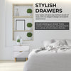 Home Stuff Plus White 2-Drawer Bedside Table with Bronze Accents - 53x50x40cm