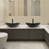 Bathroom Sink Basin Hand Wash Counter Top Oval Glass Bowl Pop up Tap Waste Set