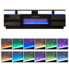 Black Electric Fireplace With TV Stand Cabinet Fire Logs Heater Flame LivingRoom