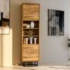 175cm Display Cabinet Oak | 2 Doors & Shelves | Metal Frame Tall Storage Unit