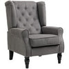 Retro Accent Chair Wingback Armchair with Wood Frame for Living Room Dark Grey