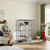 Large Cat Cage, Indoor Cat Enclosure, Four-Tier Cat Playpen with Hammock, Ramps