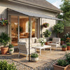 3 x 2 m Lean to Garden Pergola, Metal Frame Gazebo Pergola, Grey