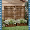 Wooden Raised Bed with Trellis Set of 2 Planter Box Lattice for Climbing Plants