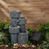Stone Effect Fountain Solar Power LED Light Patio Water Feature Statues Outdoor