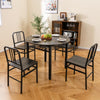COSTWAY 5 Piece Dining Table Set Round Kitchen Table & 4 Chairs-Gray