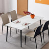Rectangular Marble Dining Table 4-6 Seaters Black Metal Legs Kitchen Furniture