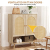 Shoe Storage Cabinet With Rattan Doors 4-Tier Shoe Rack for Entryway Hallway