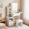 Dressing Table With Drawers Mirror Stool Wireless Charging Set Makeup Vanity