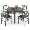 COSTWAY 5 Piece Dining Table Set Round Kitchen Table & 4 Chairs-Gray