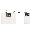 Kitchen Island Breakfast Bar Dining Table with Storage Cabinet Cupboard White