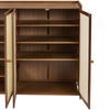 Shoe Cabinet Storage Organizer 4 Rattan Door Cupboard Footwear Stand Wooden Unit
