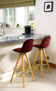Bar Stools Kitchen Breakfast Chairs Dining Modern Wooden Velvet | Set of 2