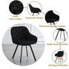 2x Black Rotatable Dining Chairs Velvet Seat Metal Leg Swivel Kitchen Modern
