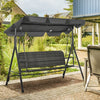 3-Seater Outdoor Rattan Swing Chair, Hanging Bench w/ Stand & Adjustable Canopy