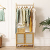 Heavy Duty Vertical Bamboo Garment Coat Rack Stand Shoe Shelf Entryway Corner