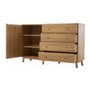 Buffet Storage Cabinet Rattan Door Cupboard Living Room Wooden Shelves Sideboard