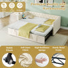 Daybed 3ft Single Linen Upholstered Bed Guest Bed Sofa Bed with Trundle Beige