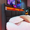 6FT SUPER KING OTTOMAN BED FRAME WITH STORAGE, LED LIGHTING, USB TYPE-C, GREY