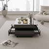 Coffee Table with Storage Drawers & LED Strips Black Tea Table for Living Room