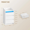 LED Bedside Table 3 Drawers Storage Cabinet Slim Nightstand w/Charging Station✅