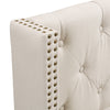 3FT UPHOLSTERED SINGLE BED FRAME WITH LINEN TUFTED HEADBOARD & WING SIDE BEIGE
