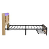 3ft Single Wooden Bed Frame with Storage Headboard, LED Light & Rattan Drawer