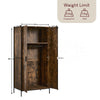 Industrial Wooden Wardrobe With Hanging Rail Shelf Clothes Storage Organiser