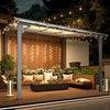 Aluminium Lean-To Gazebo, Wall-Mounted Hardtop Roof Pergola for Garden & Patio