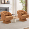 360° Swivel Accent Chair Upholstered Barrel Chair w/Striped Backrest Living Room