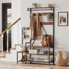 Hall Tree with Bench,10 Hooks,Shoe Storage,Freestanding Coat Rack for Hallway
