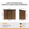 4x8FT Garden Shed Metal Pent Roof Outdoor Storage House With Free Foundation Kit